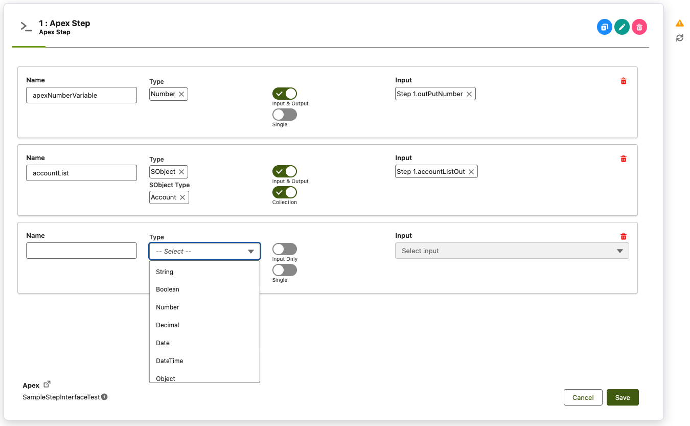 Apex Step Configuration
